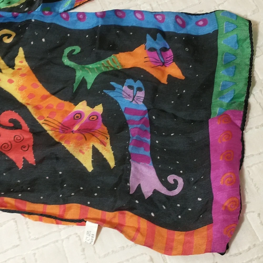 Wrapables Vibrant‎ 100% Silk Long Feline Rainbow Scarf, 51